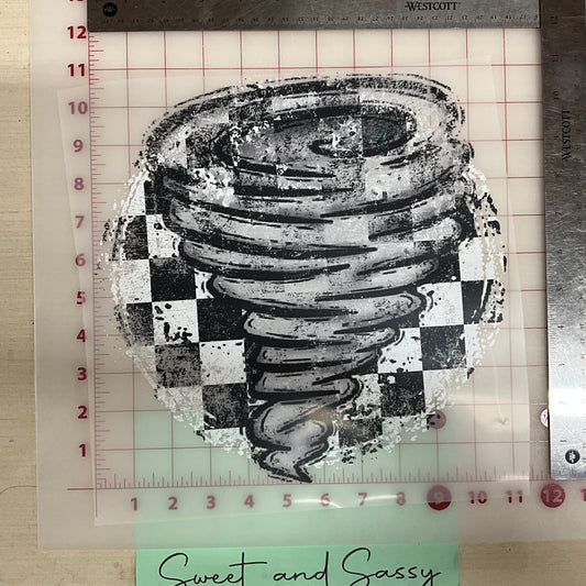CHECKERED DISTRESSED TORNADOS  DTF Transfer Design