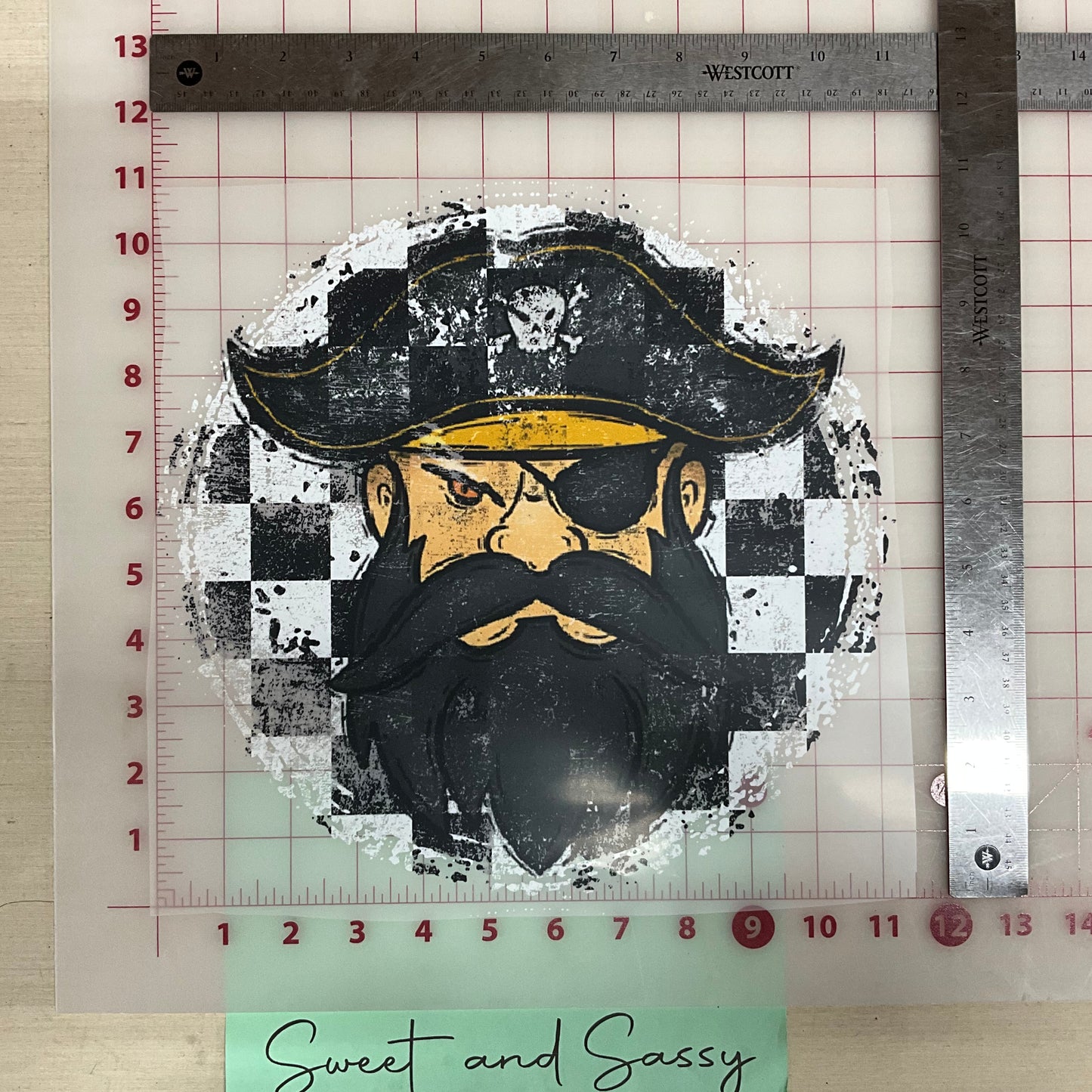 CHECKERED DISTRESSED PIRATE DTF Transfer Design