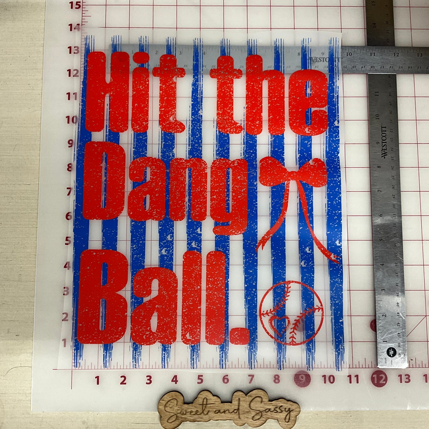 Hit The Dang Ball Striped Baseball DTF Transfer Design
