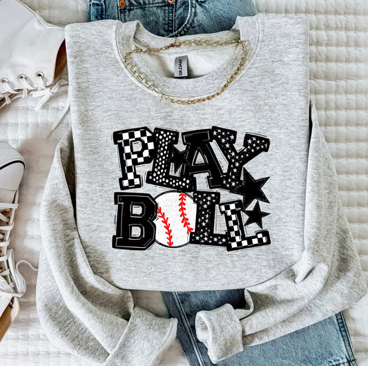 Play Ball Baseball Team Color DTF Transfer Design