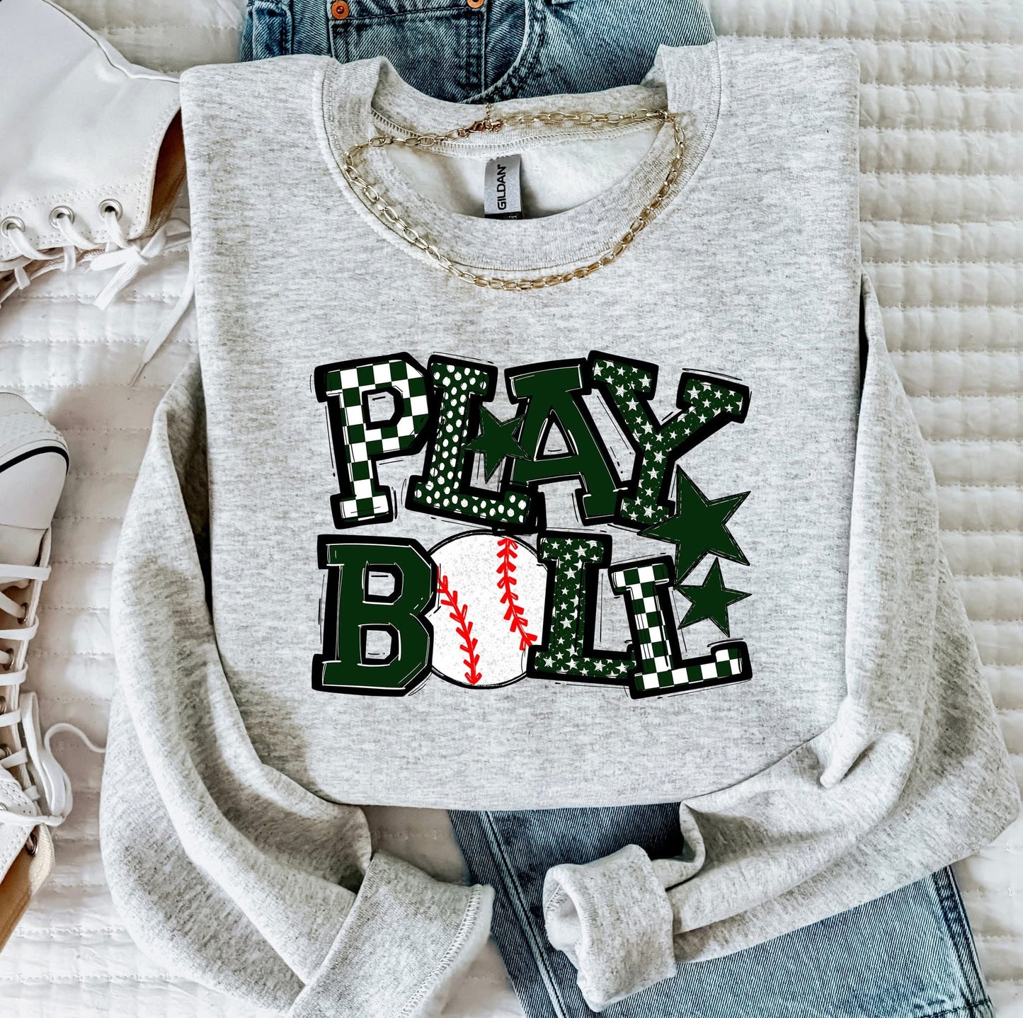 Play Ball Baseball Team Color DTF Transfer Design