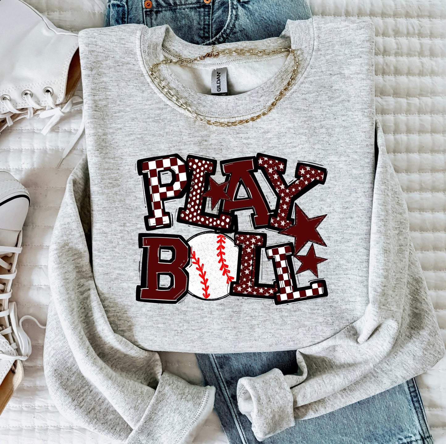 Play Ball Baseball Team Color DTF Transfer Design