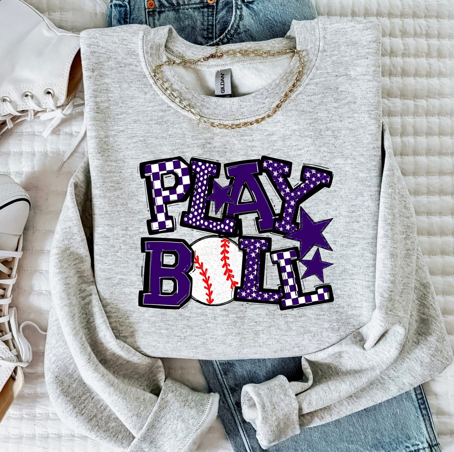 Play Ball Baseball Team Color DTF Transfer Design