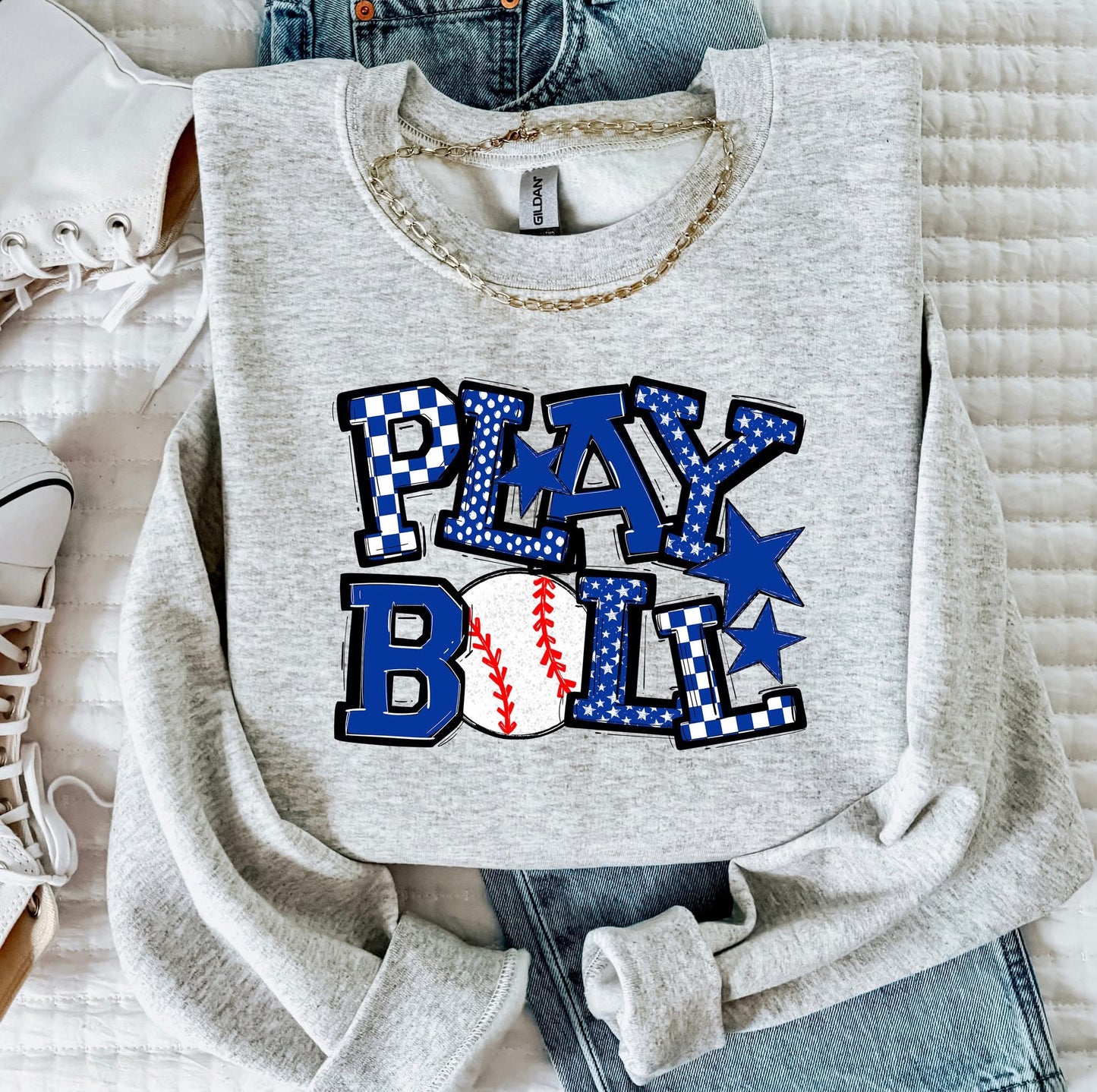 Play Ball Baseball Team Color DTF Transfer Design