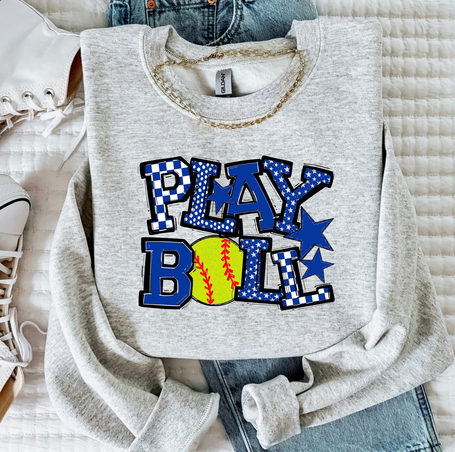 Play Ball Softball Team Color DTF Transfer Design