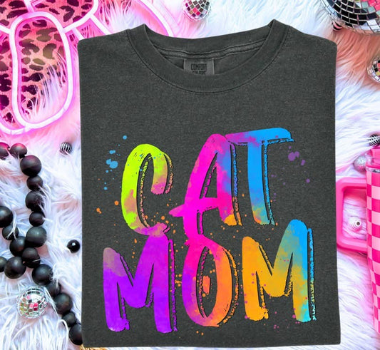 NEON CAT MOM DTF Transfer Design