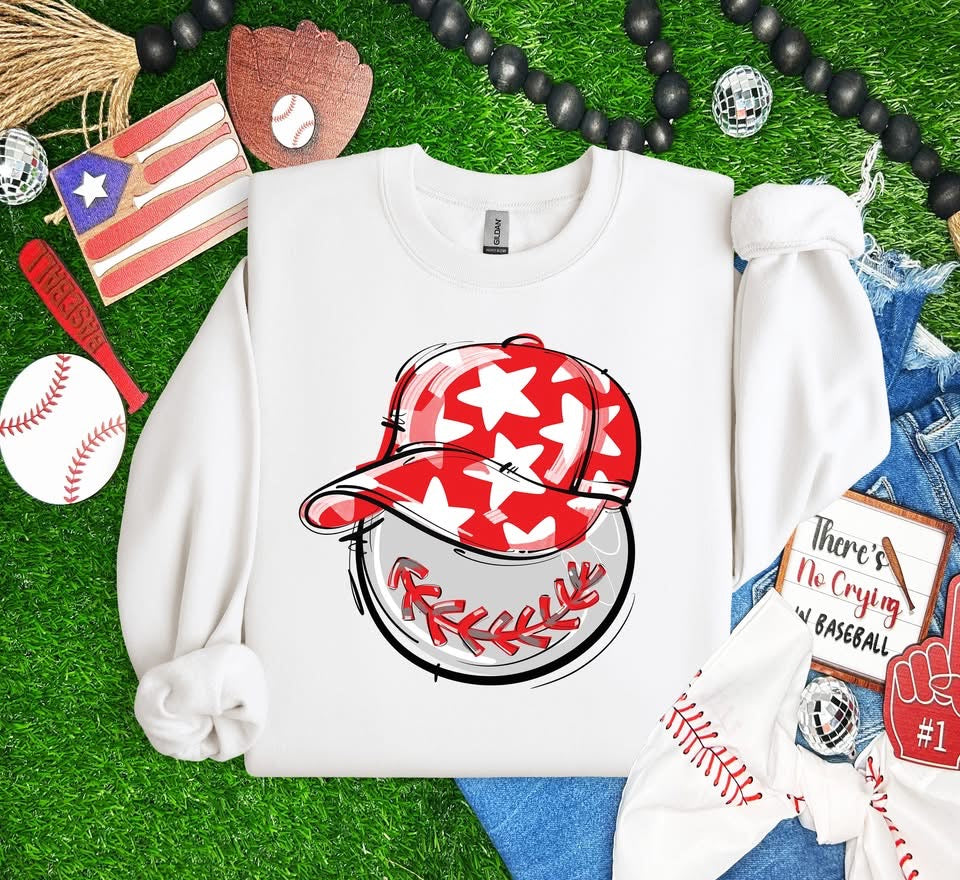 Play Ball Baseball Team Color Cap DTF Transfer Design