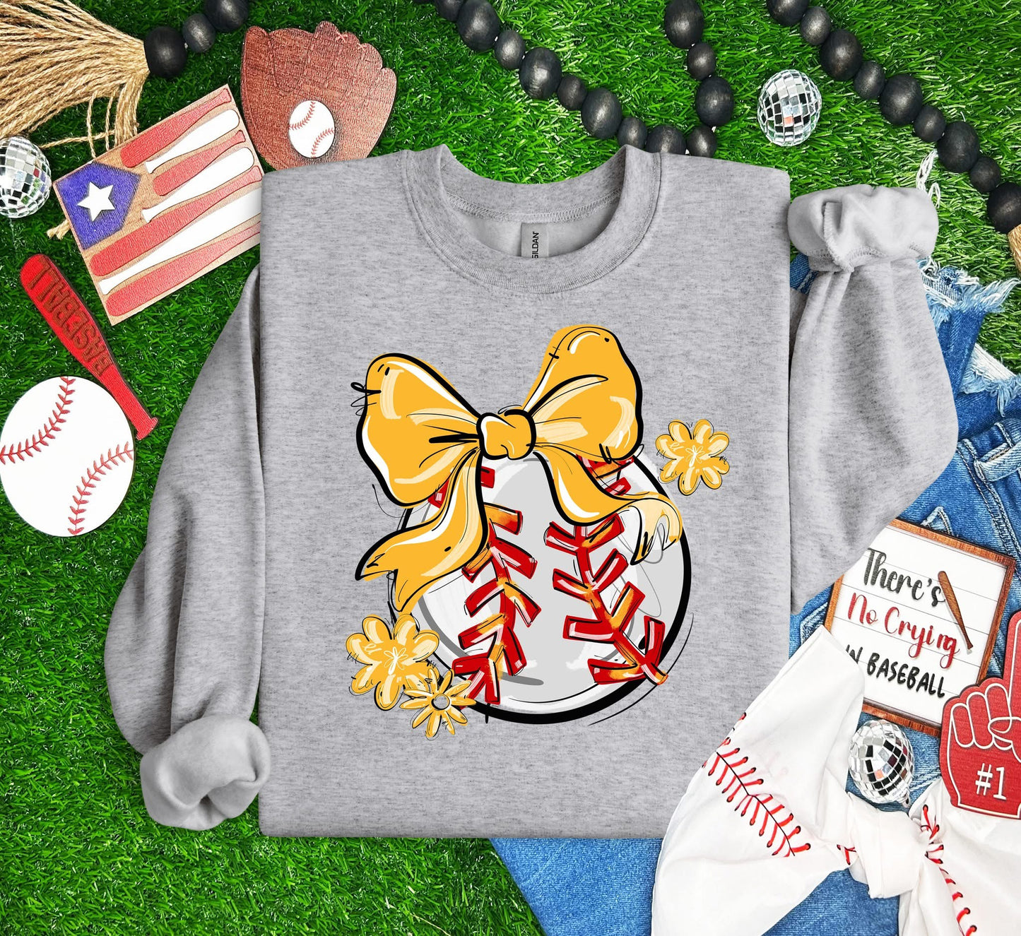 Play Ball Baseball Team Color Bow DTF Transfer Design