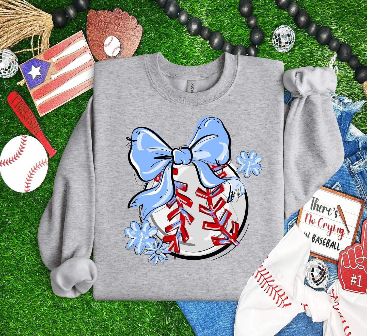Play Ball Baseball Team Color Bow DTF Transfer Design