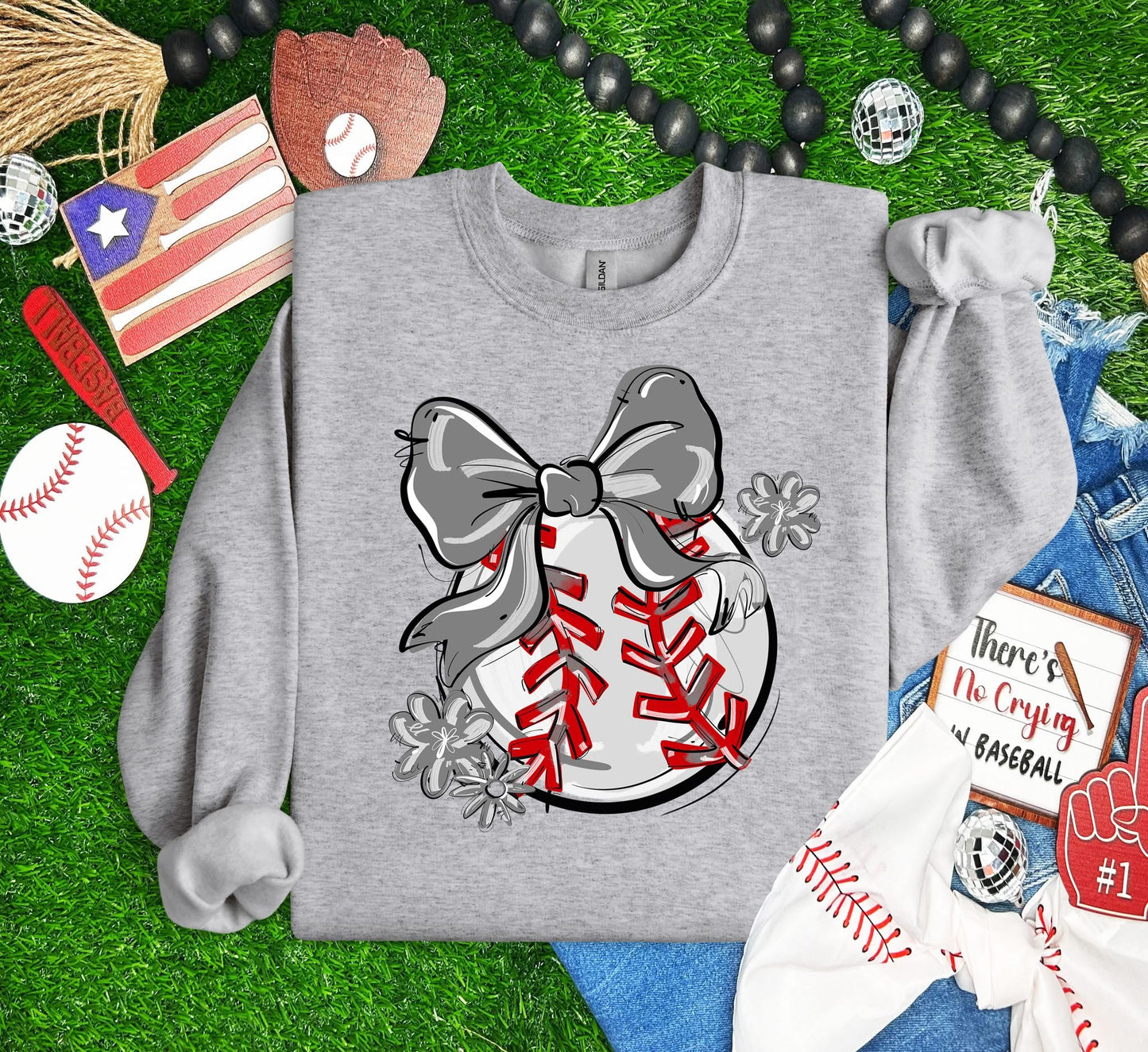 Play Ball Baseball Team Color Bow DTF Transfer Design