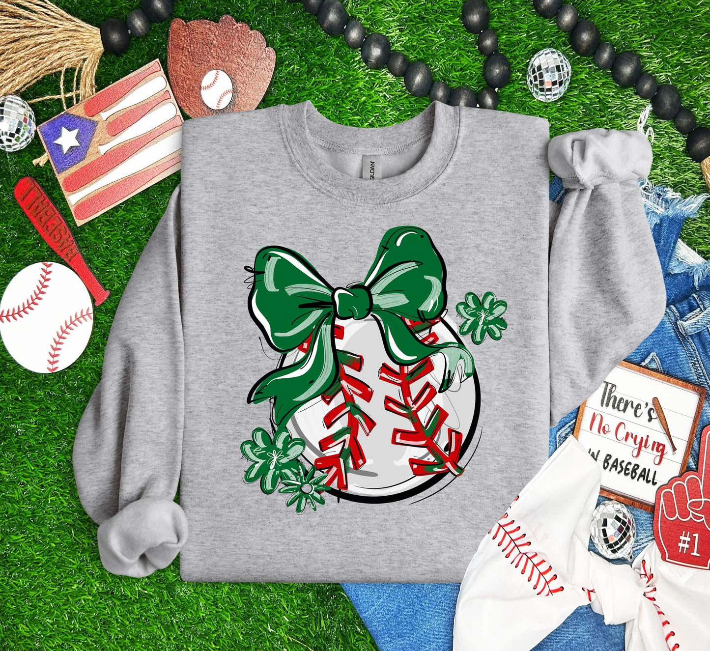 Play Ball Baseball Team Color Bow DTF Transfer Design