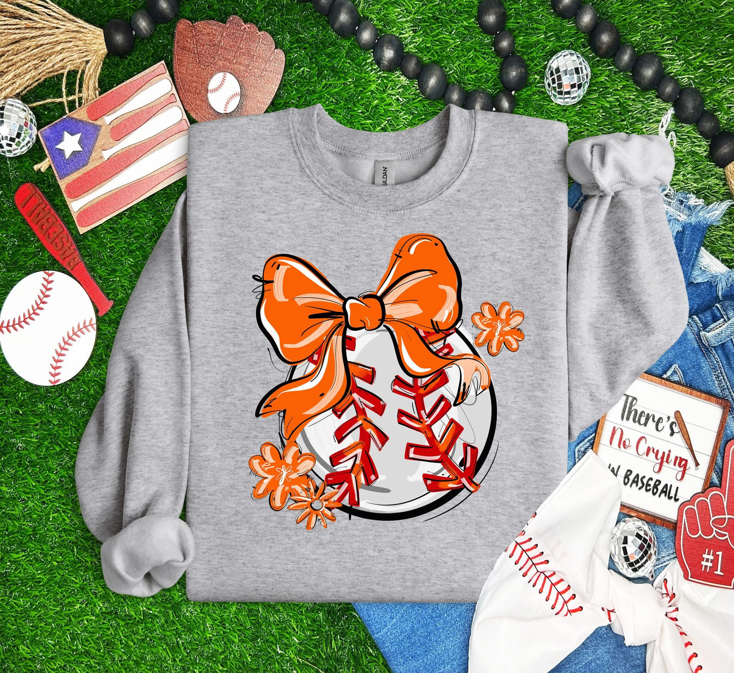 Play Ball Baseball Team Color Bow DTF Transfer Design