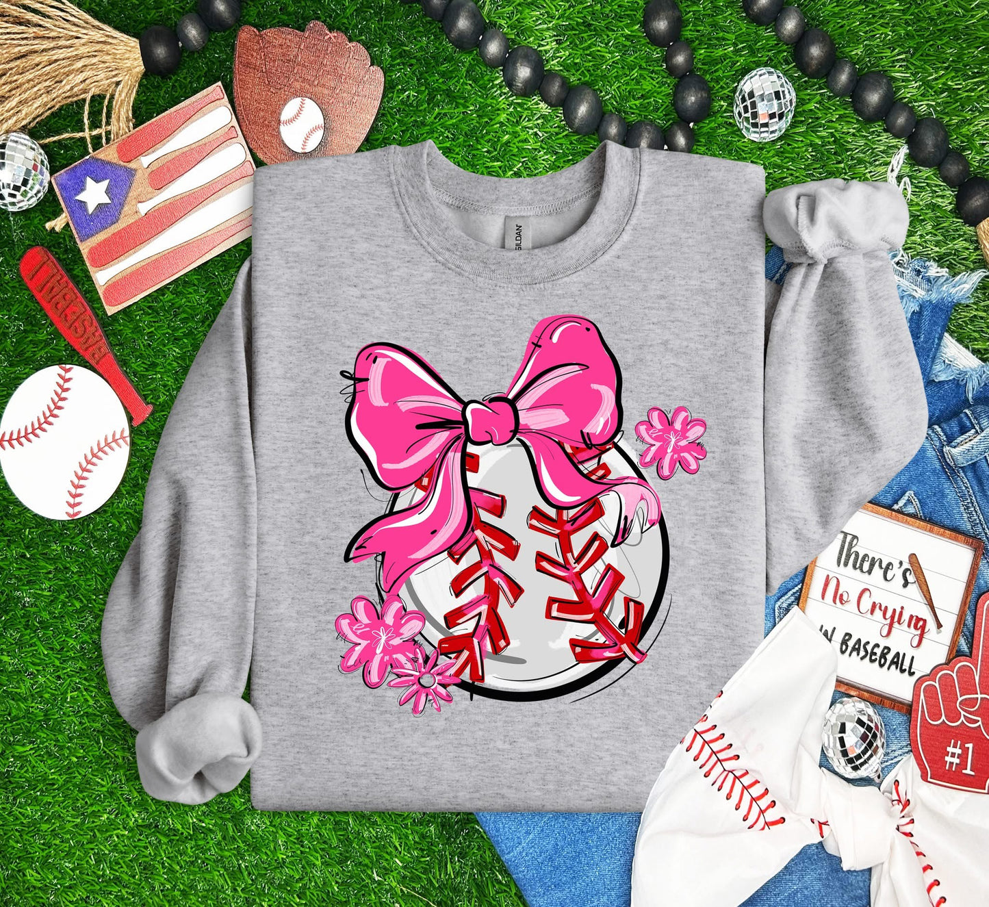 Play Ball Baseball Team Color Bow DTF Transfer Design