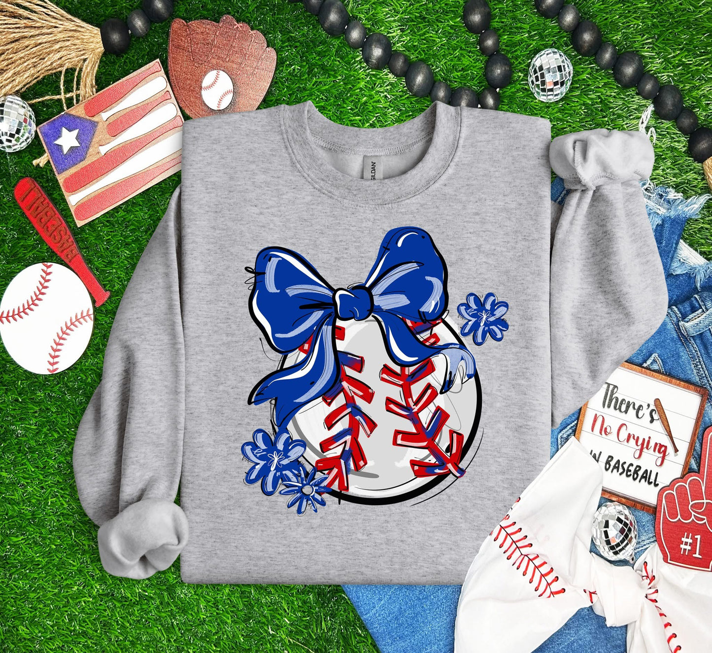 Play Ball Baseball Team Color Bow DTF Transfer Design