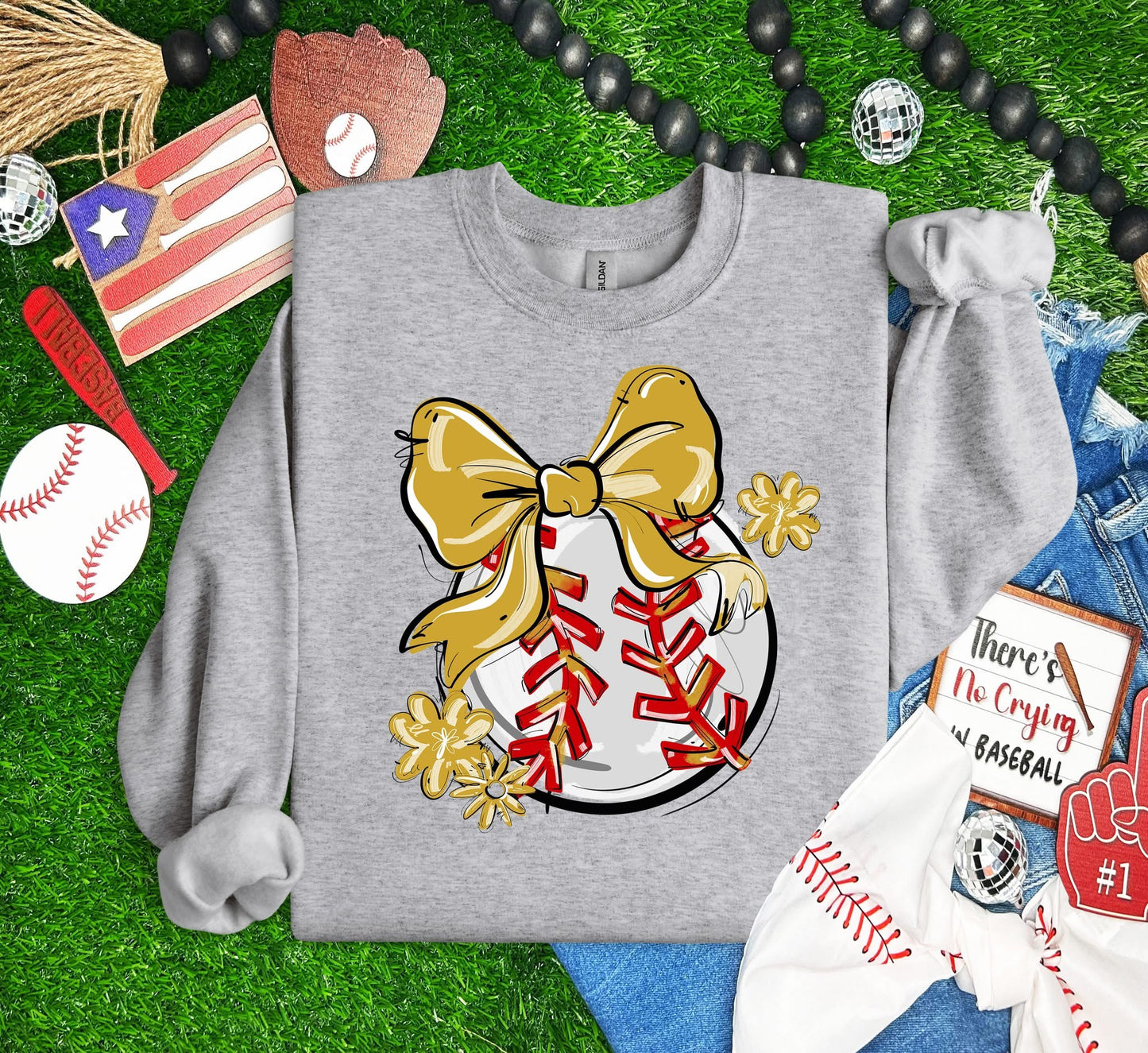 Play Ball Baseball Team Color Bow DTF Transfer Design