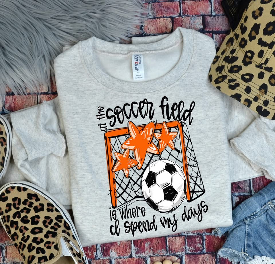 At the Soccer Field is where I spend my days Team Color DTF Transfer Design