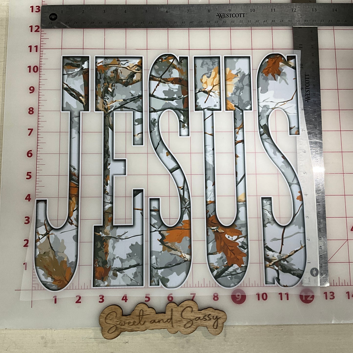 Gray Camo Jesus DTF Transfer Design