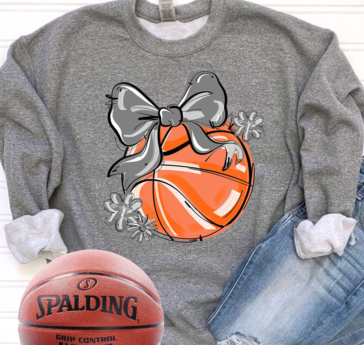 Play Ball Bow Basketball DTF Transfer Design