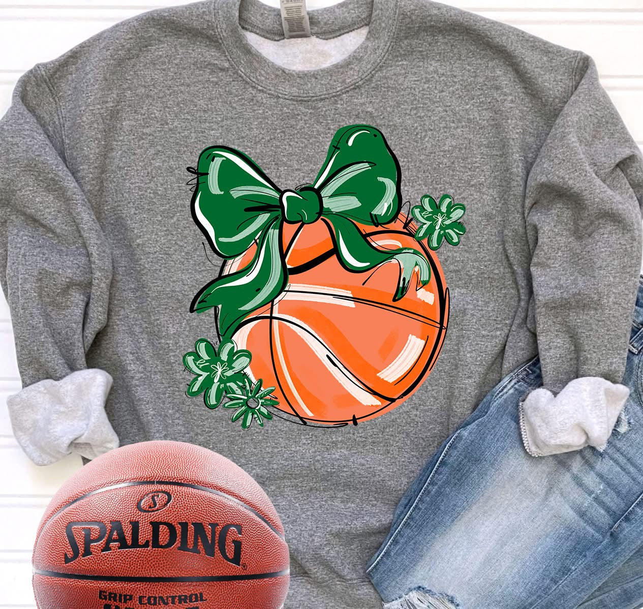 Play Ball Bow Basketball DTF Transfer Design