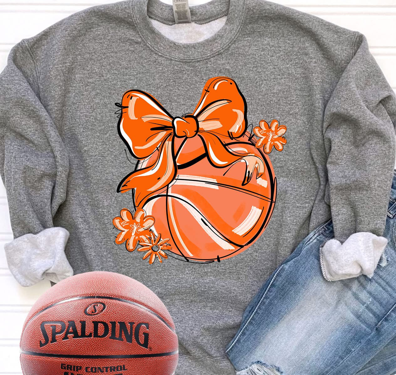 Play Ball Bow Basketball DTF Transfer Design