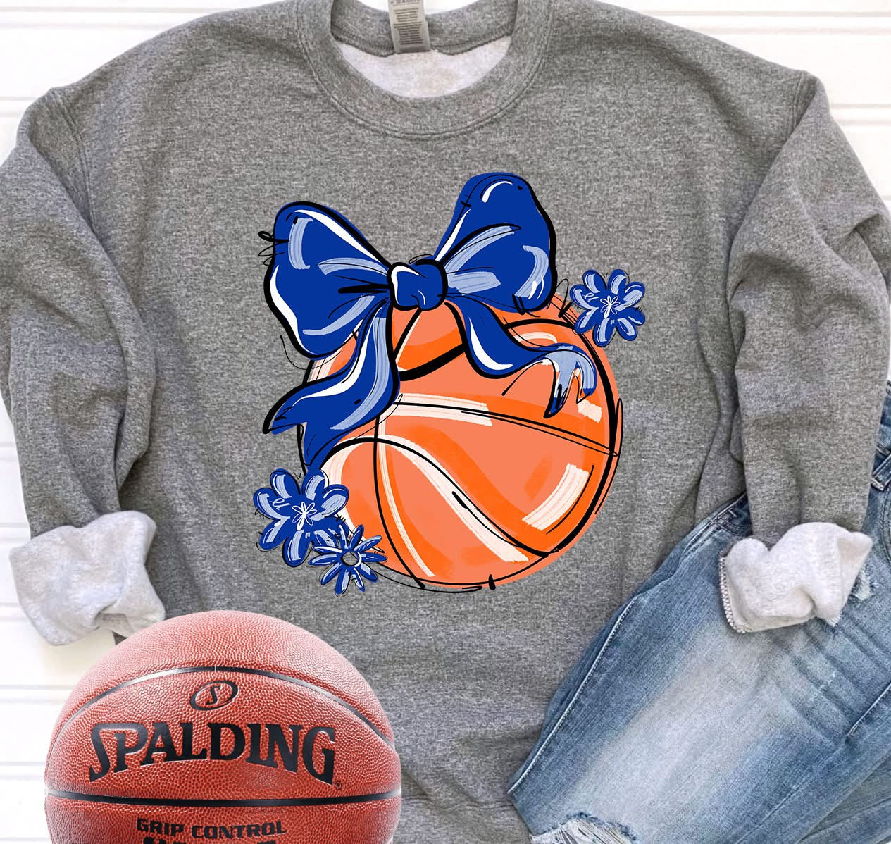 Play Ball Bow Basketball DTF Transfer Design
