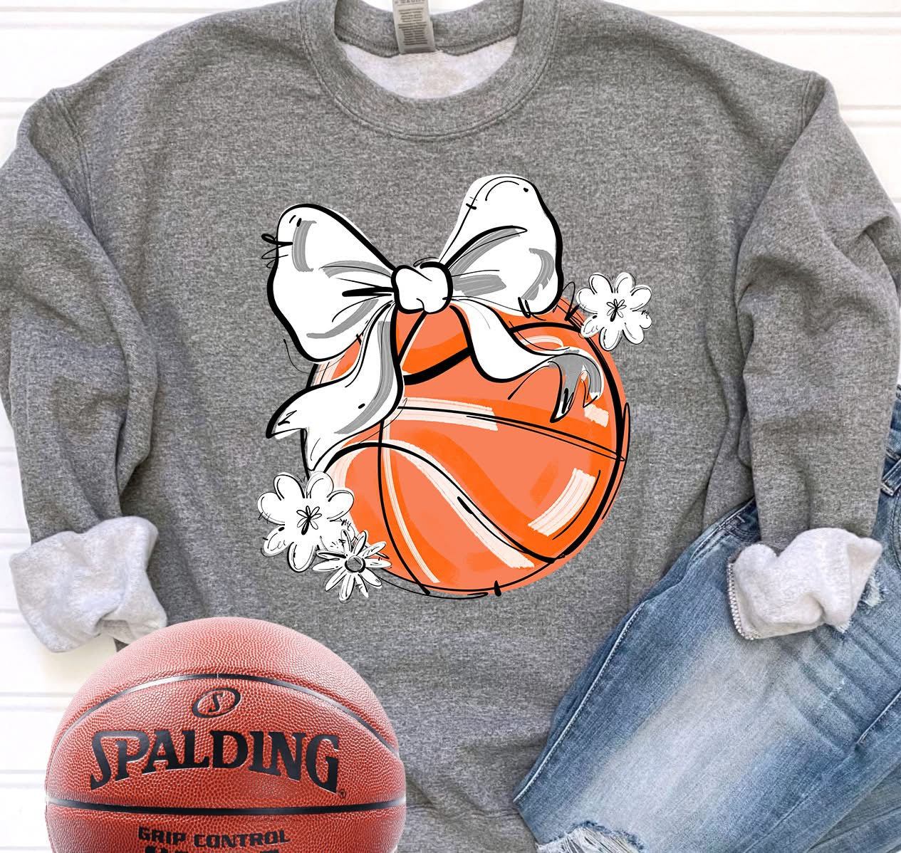 Play Ball Bow Basketball DTF Transfer Design