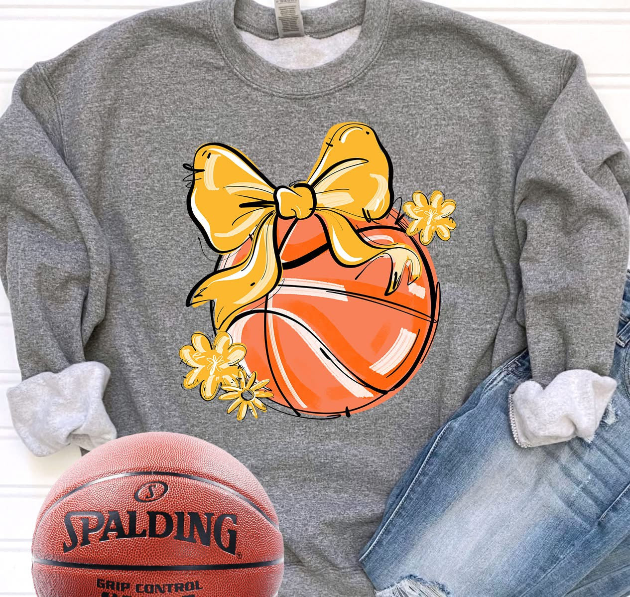Play Ball Bow Basketball DTF Transfer Design