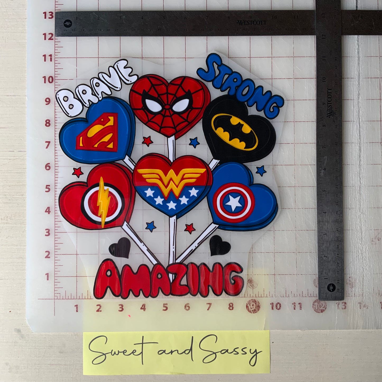 Brave Strong Amazing Candy Heart Pops DTF Transfer Design
