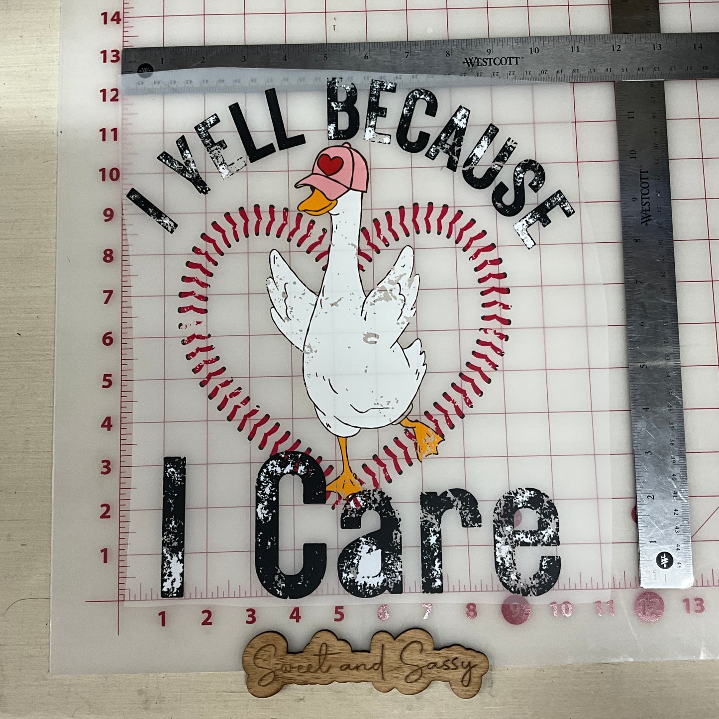 Baseball I Yell Because I Care goose DTF Transfer Design