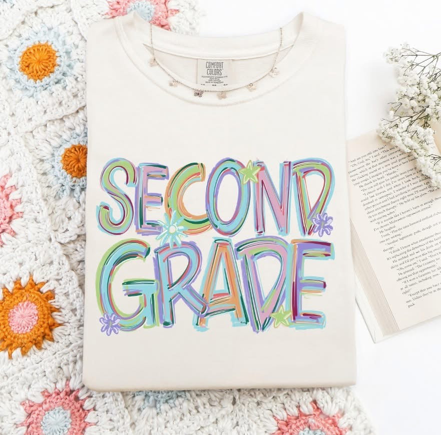TILTED SECOND GRADE DTF Transfer Designs