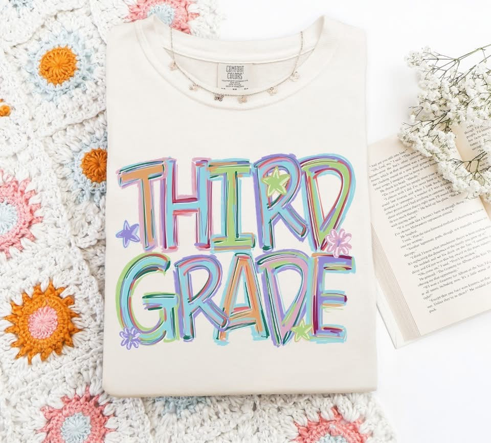 TILTED THIRD GRADE DTF Transfer Designs