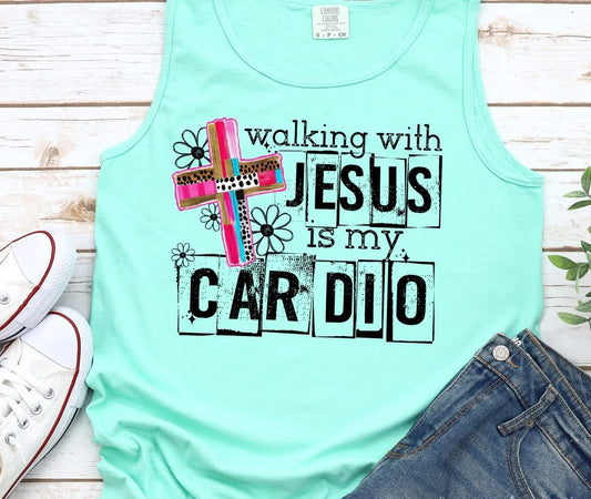wALKING WITH JESUS IS MY CARDIO DTF Transfer Design