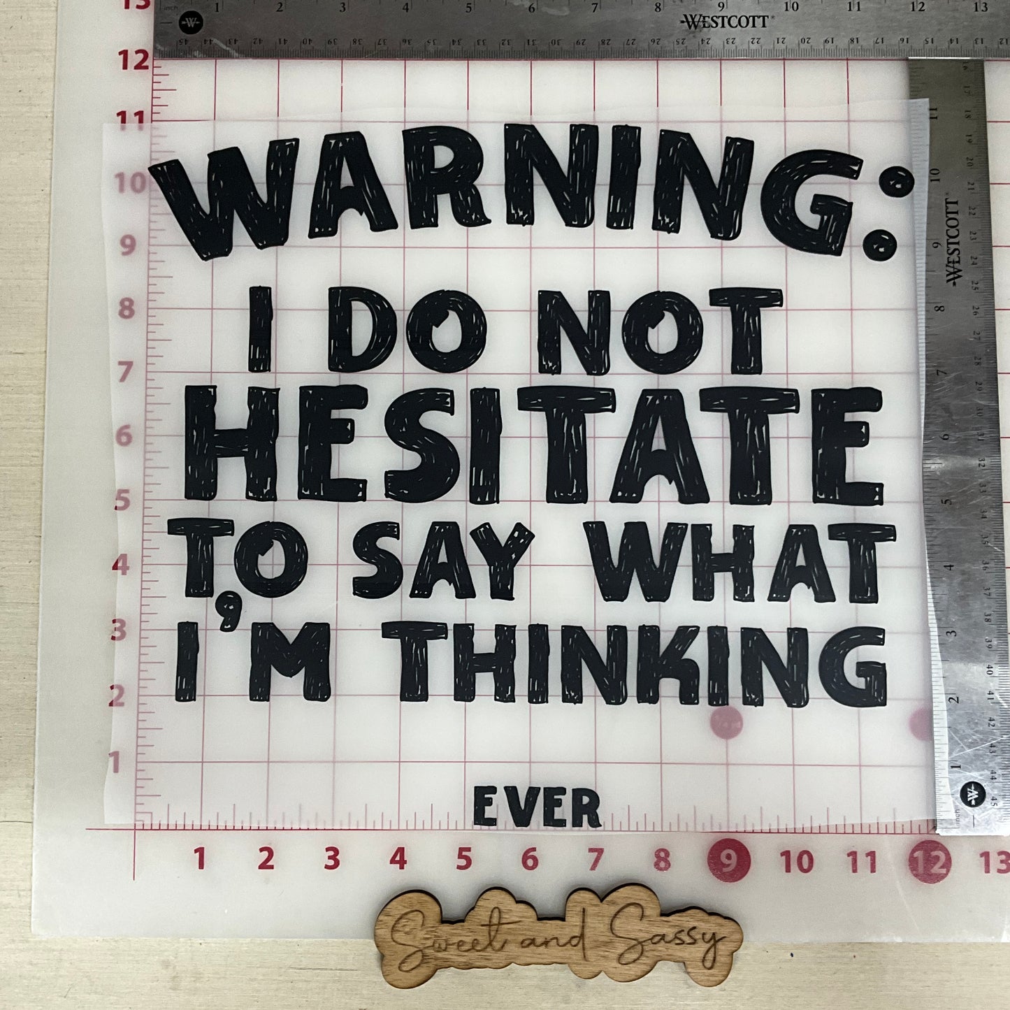 Warning I Do Not Hesitate to say what I' Thinking BLACK DTF Transfer Design