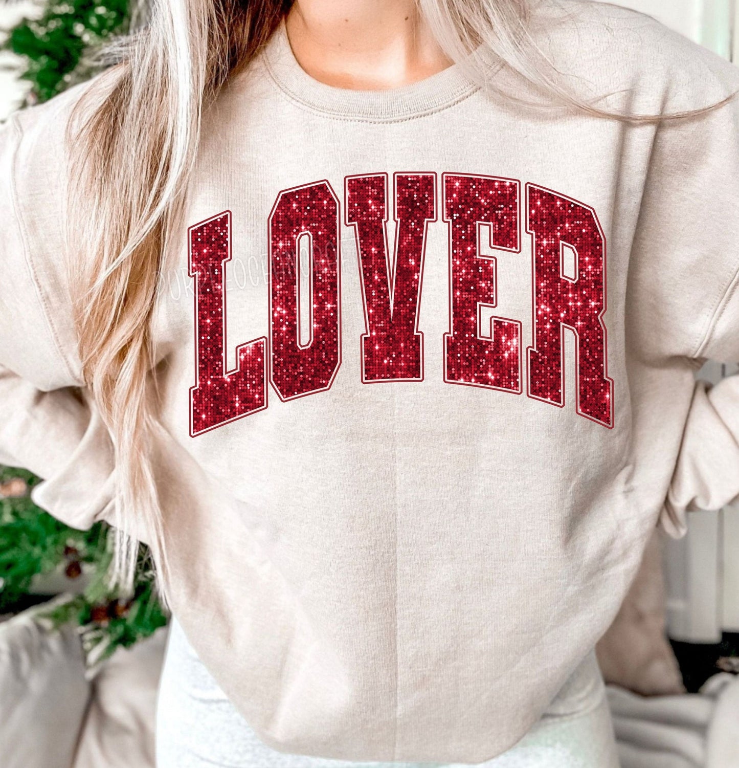 LOVER Faux Sequin DTF Transfer Design
