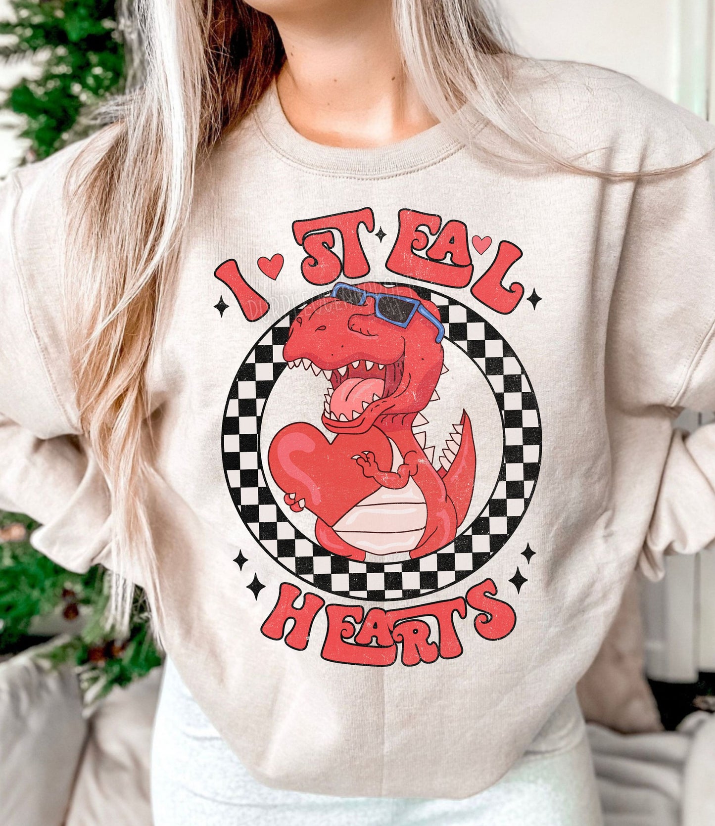 I Steal Hearts Dino DTF Transfer Design