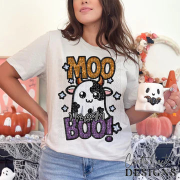 Moo Boo Faux Embroidery DTF Transfer Design