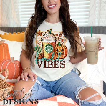 Fall Vibes Faux Embroidery DTF Transfer Design