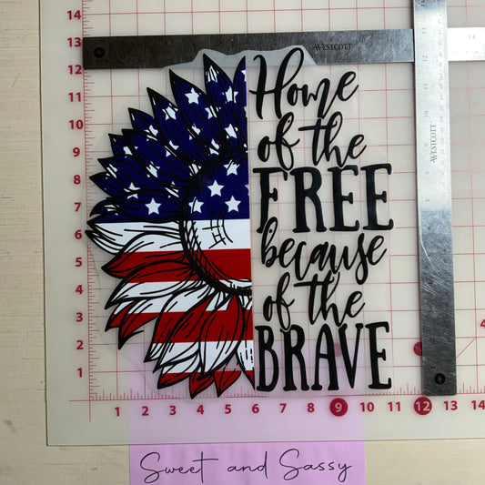 HOME OF THE FREE SUNFLOWER DTF Transfer Design