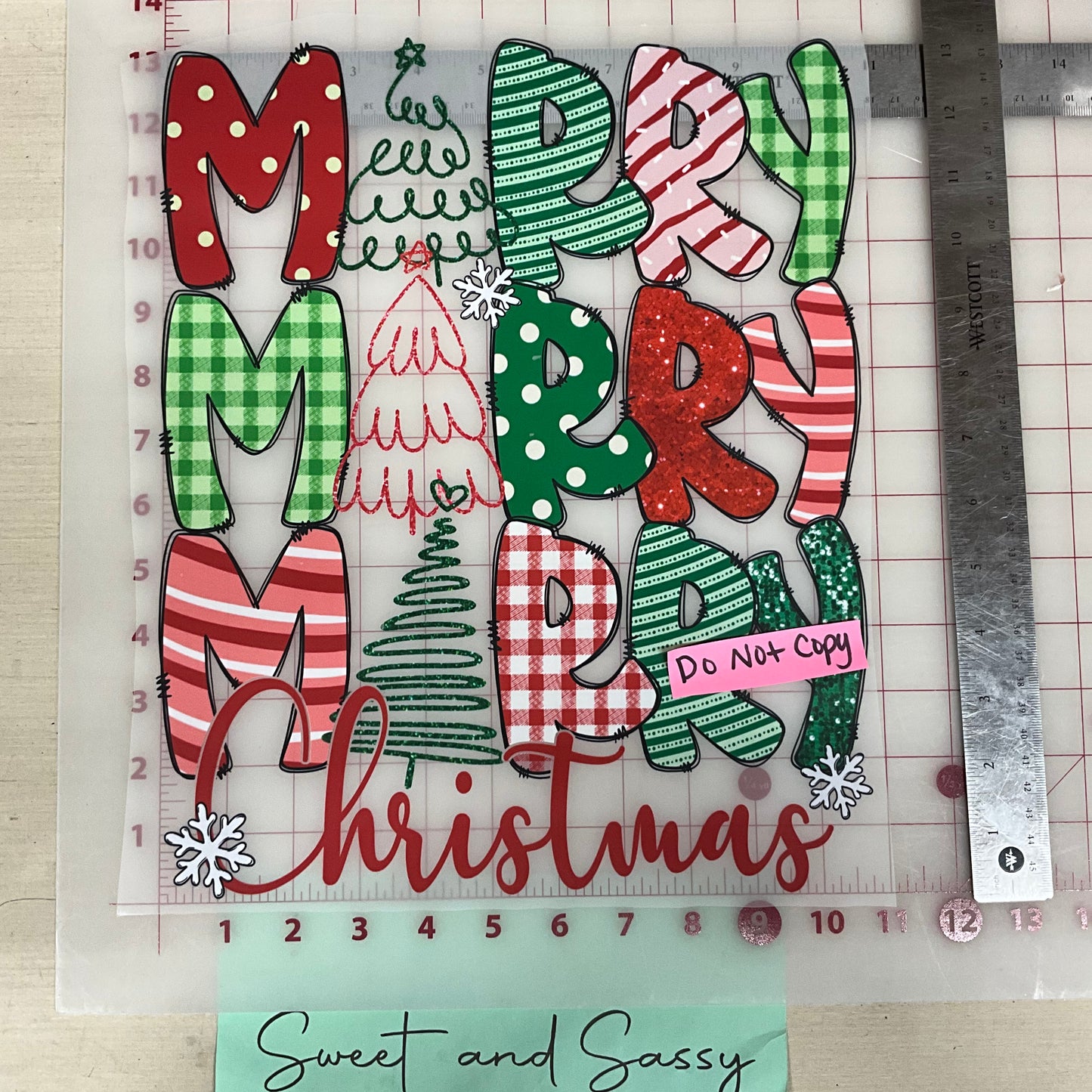 merry merry mery christmas stacked DTF Transfer Design
