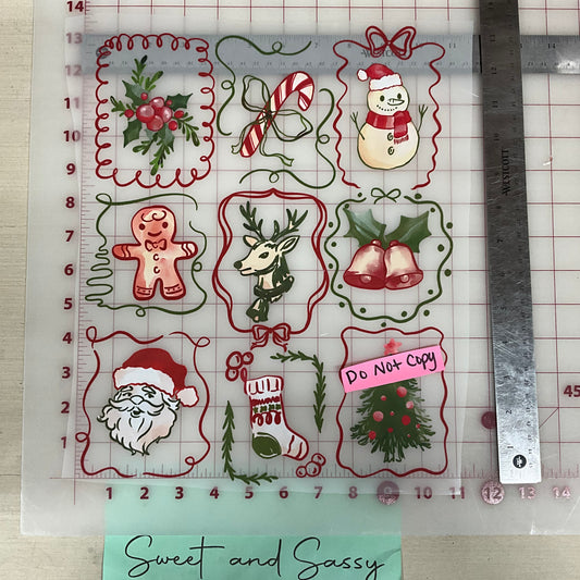 christmas stacked doodle stamp DTF Transfer Design