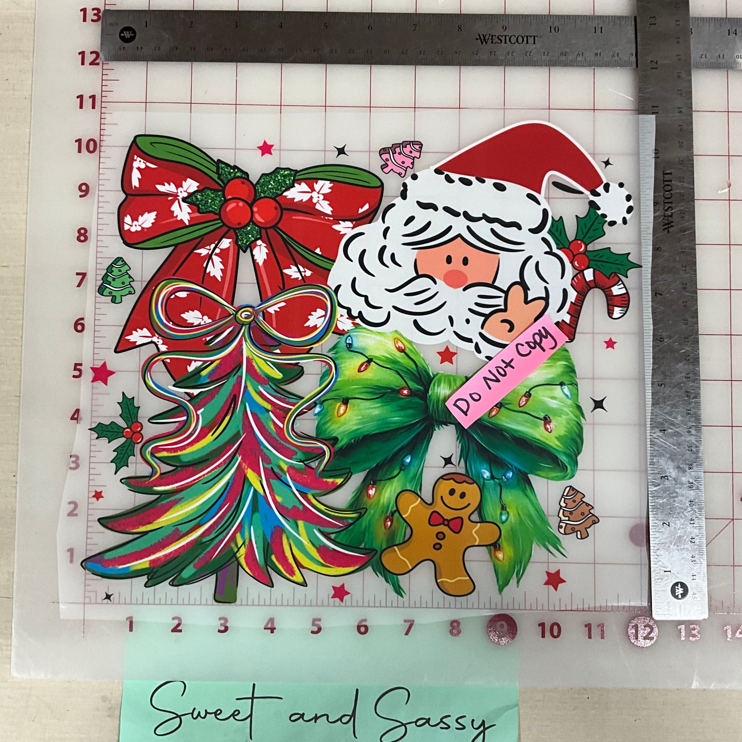 santa collage bow tree ginger man peace DTF Transfer Design