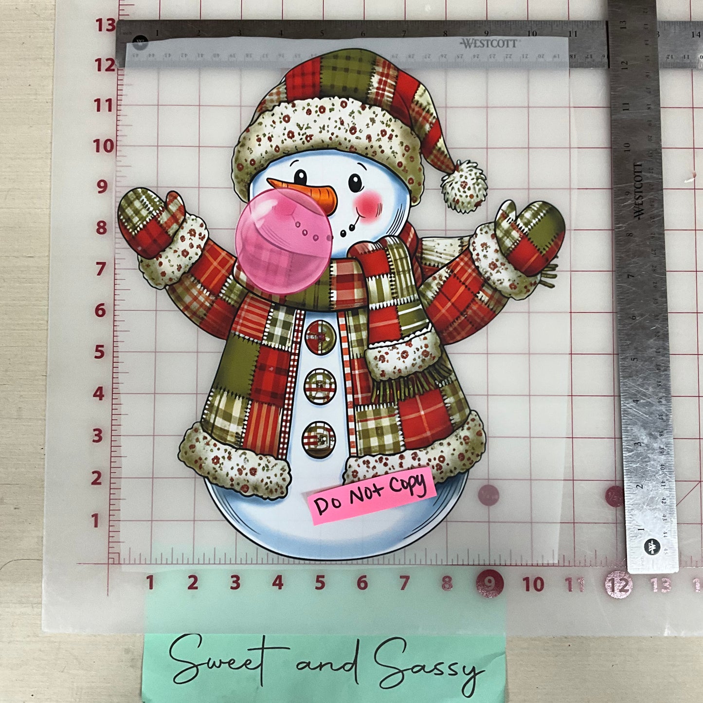 Snowman Cute Patchwork Christmas DTF Transfer Design