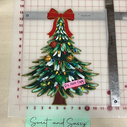 Glitter Christmas Tree Coquette Bow DTF Transfer Design