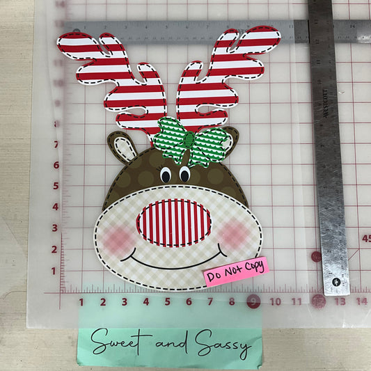 REINDEER GIRL FAUX APPLIQUE DTF Transfer Design