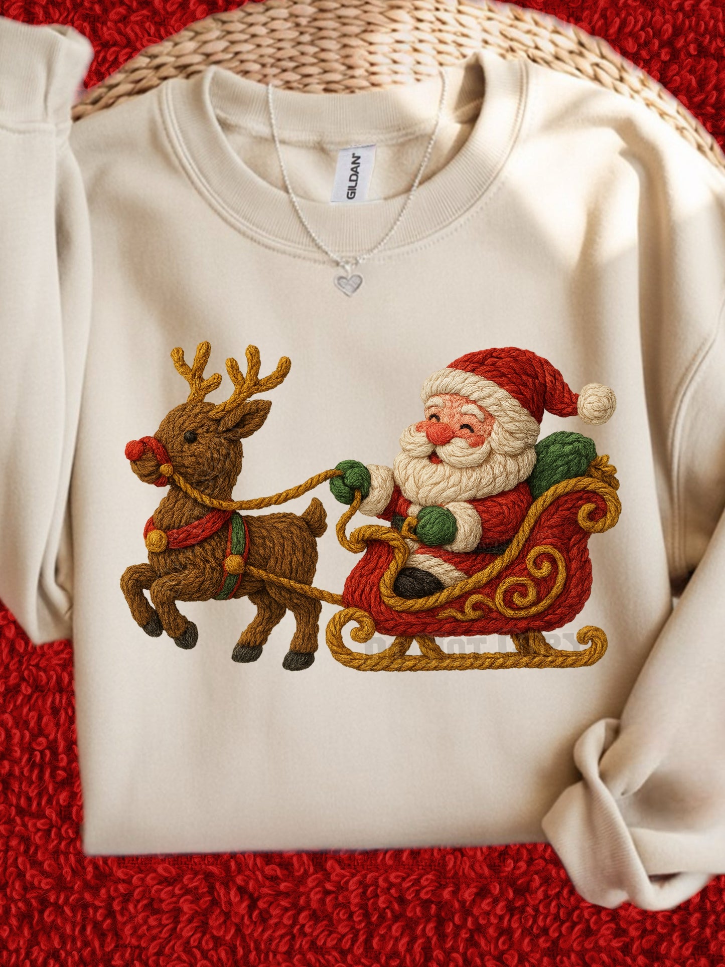 Yarn Santa sleigh Transfer Design