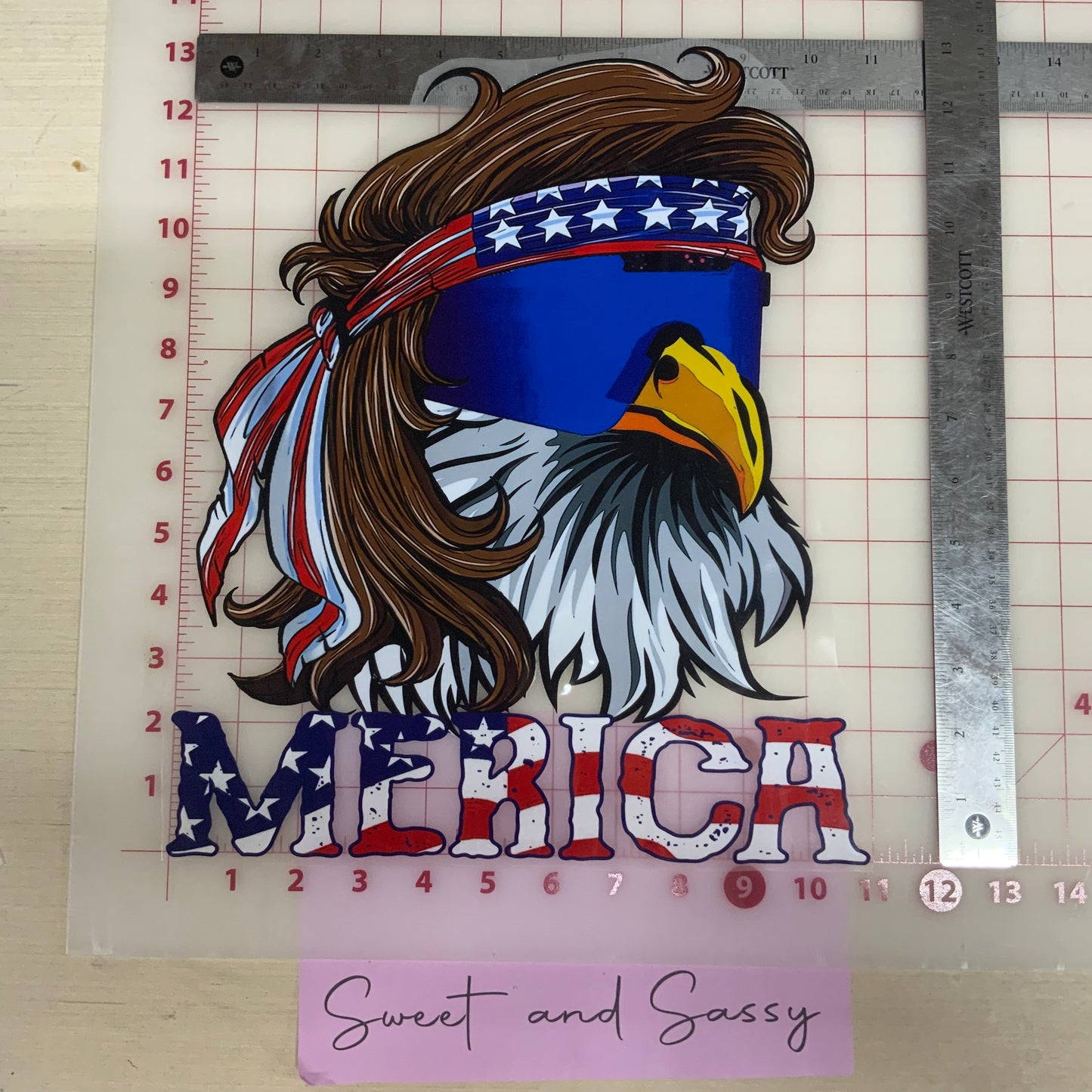 MERICA EAGLE WITH SUNGLASSES DTF Transfer Design