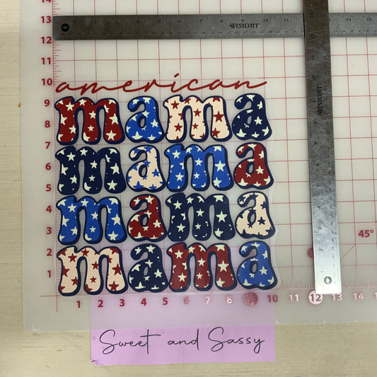 AMERICA MAMA STACKED DTF Transfer Design