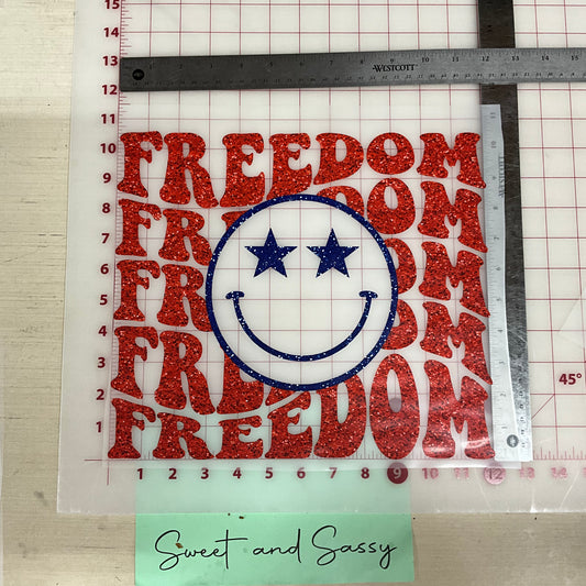 FREEDOM STACKED SMILEY FACE DTF Transfer Design