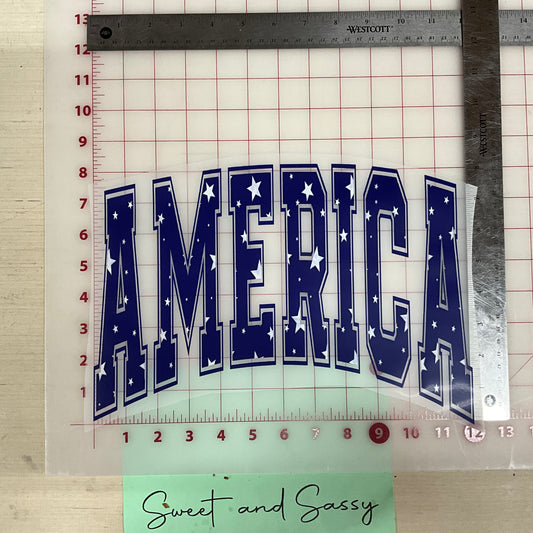 AMERICA BLUE WITH STARS DTF Transfer Design