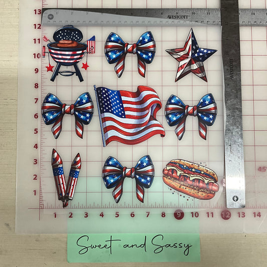 4th Of July bows grill flag hotdog  DTF Transfer Design